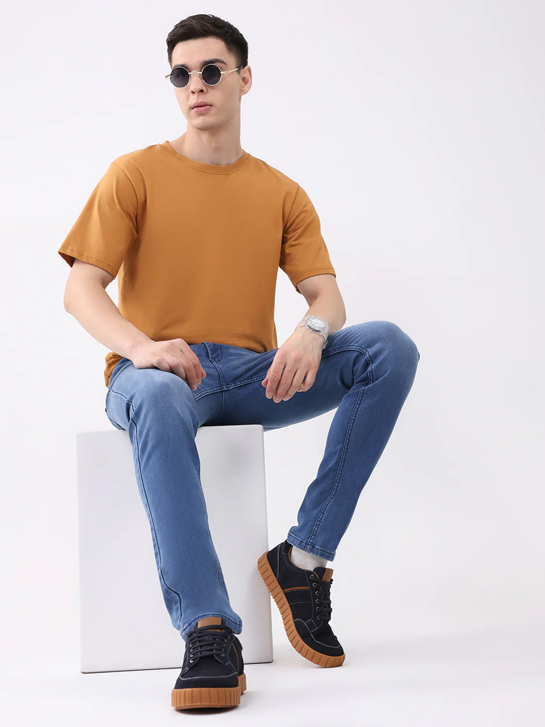 Men Blue Solid Skinny Fit Denim - Image 2