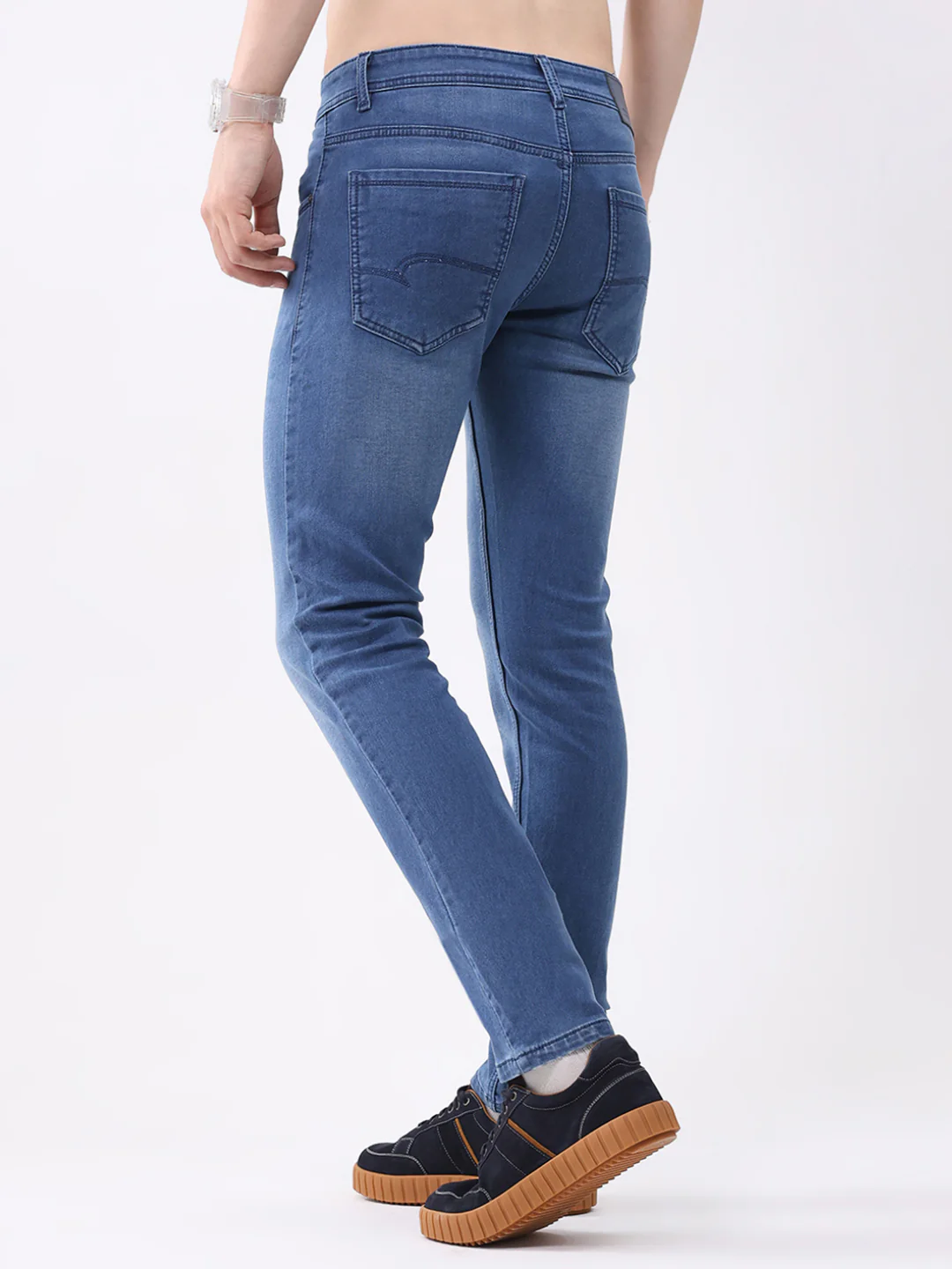 Men Blue Solid Skinny Fit Denim - Image 5