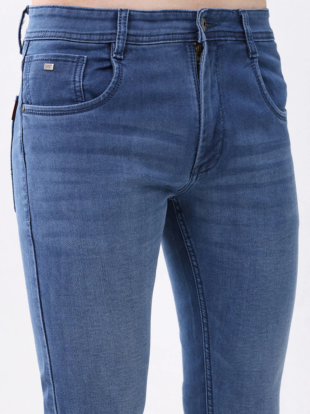 Men Blue Solid Skinny Fit Denim - Image 6