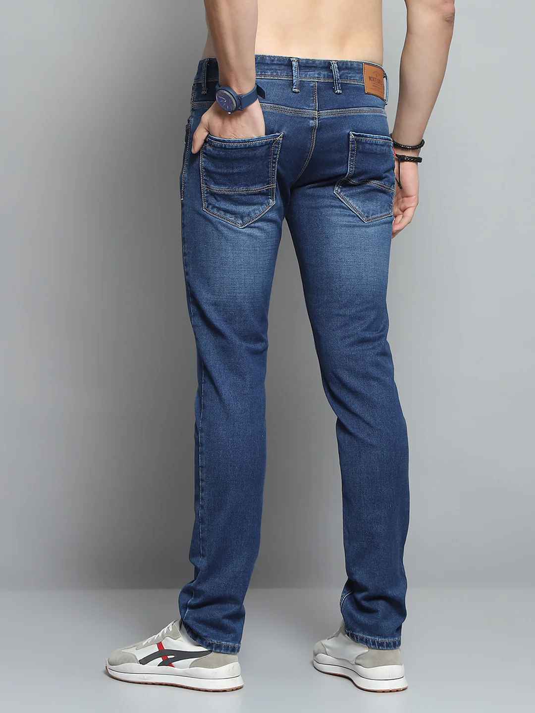 Men Blue Solid Skinny Fit Denim - Image 5