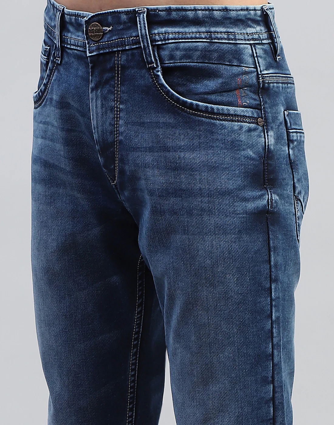 Men Blue Solid Straight Fit Denim - Image 6