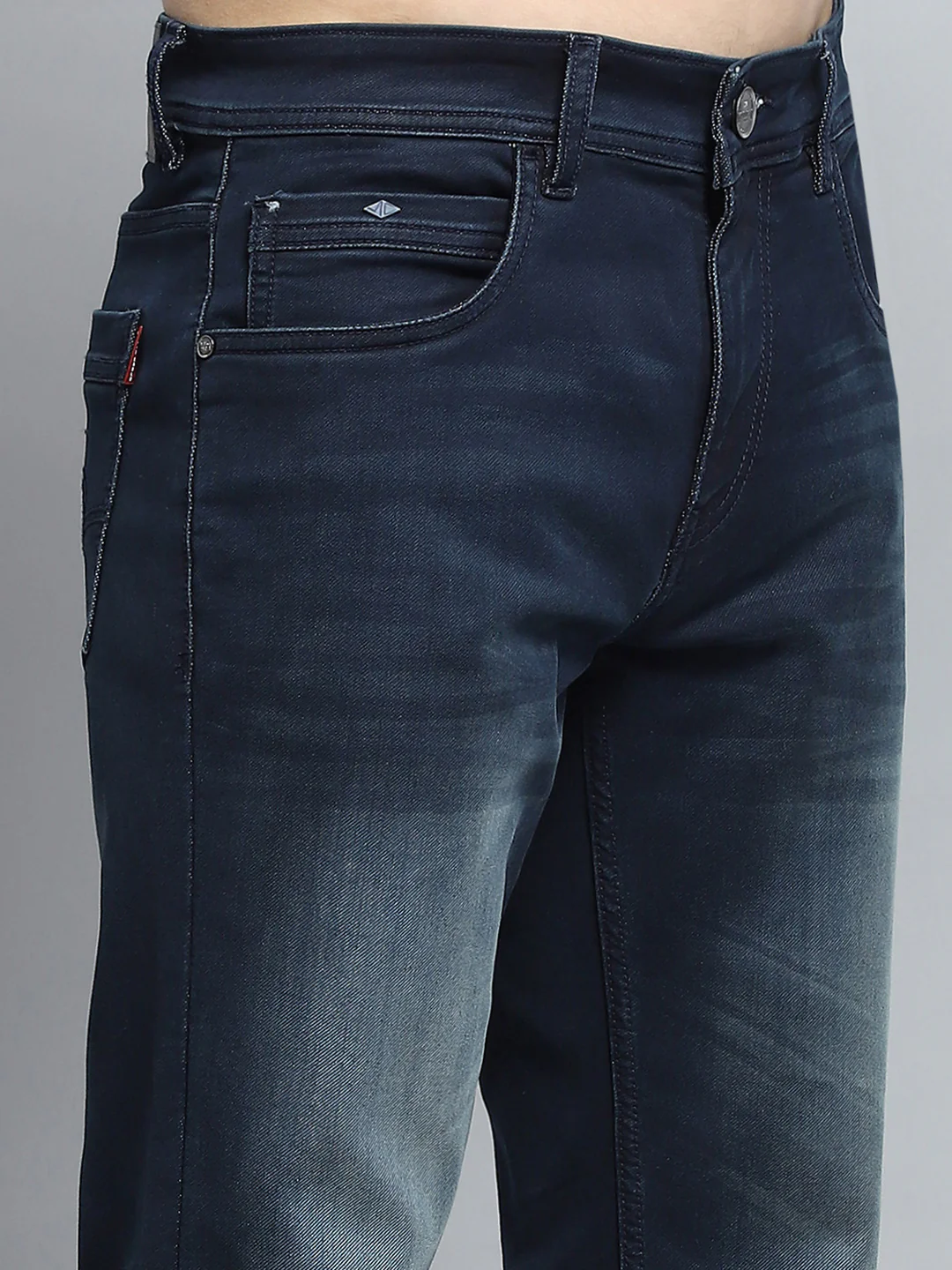 Men Blue Solid Straight Fit Denim - Image 6