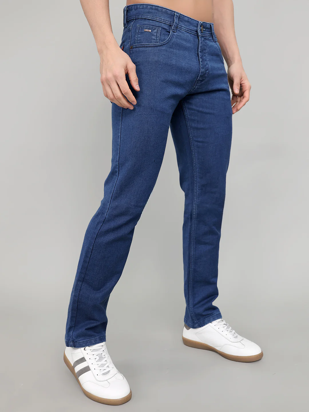 Men Blue Solid Straight Fit Denim - Image 3