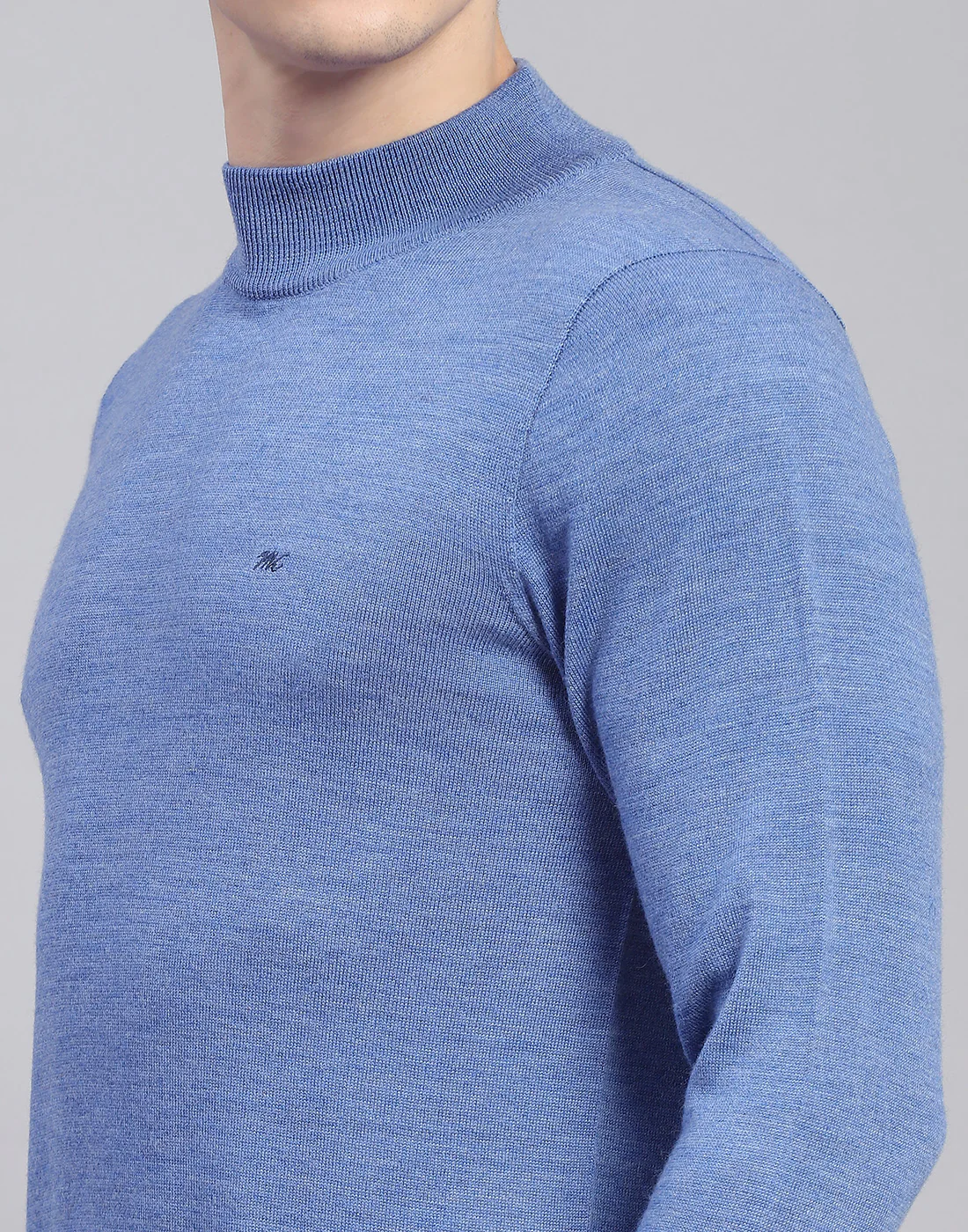 Men Blue Solid Turtle Neck Full Sleeve Pullover - Image 7