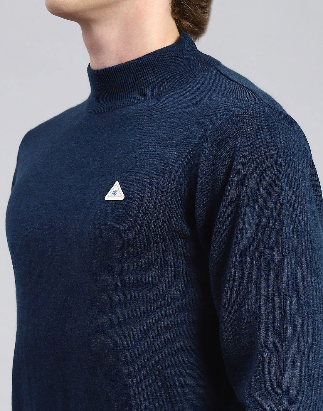 Men Blue Solid Turtle Neck Full Sleeve Pullover - Image 6