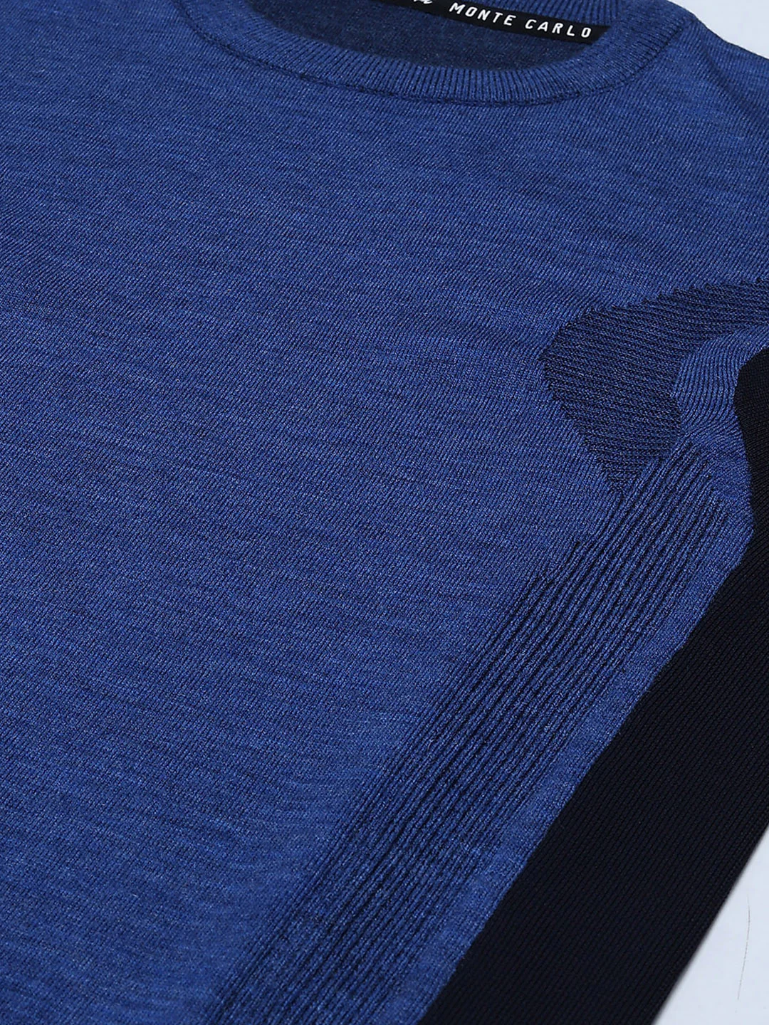 Men Blue Solid Round Neck Full Sleeve Pullover - Image 7