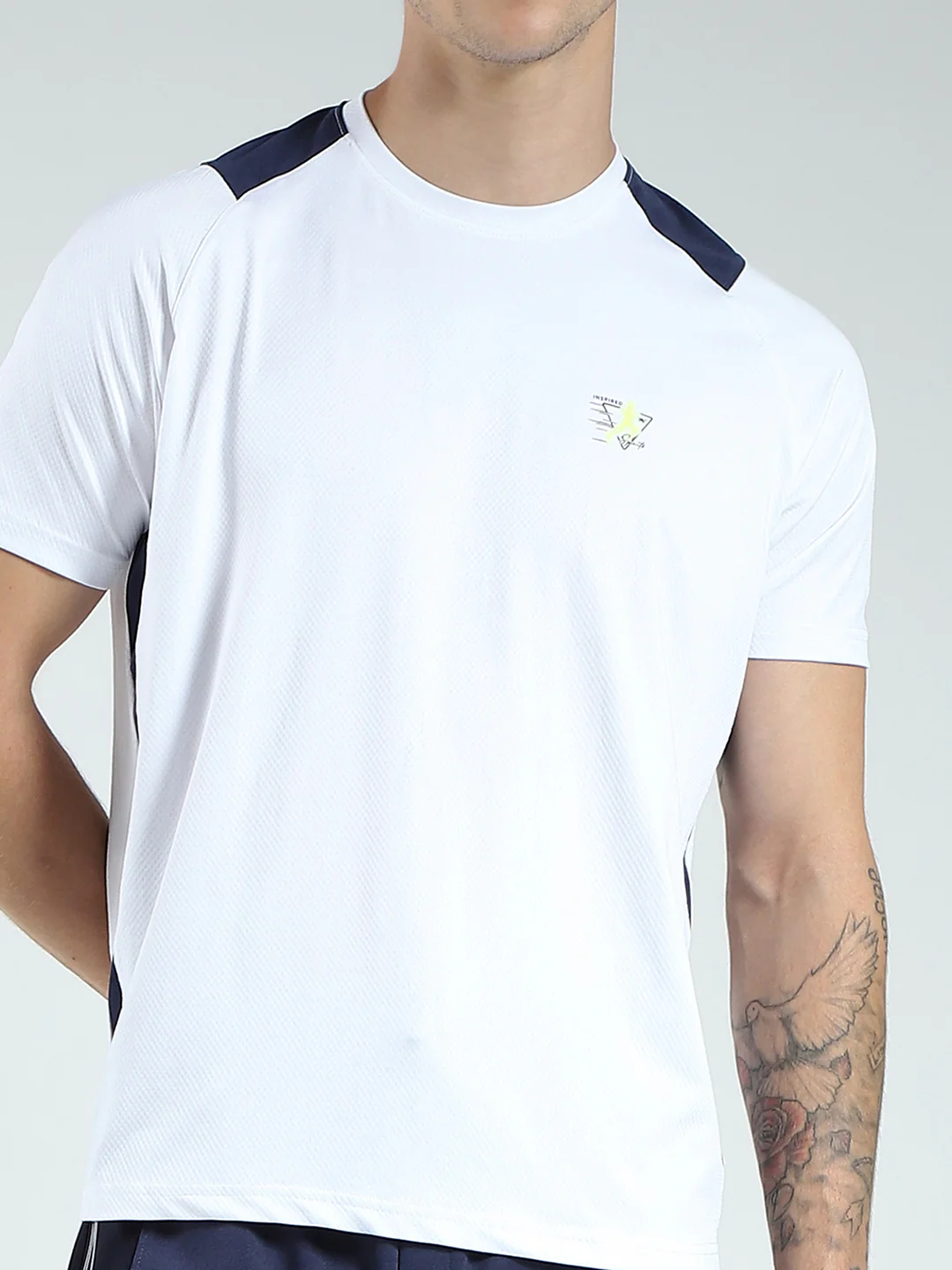 Men Blue Solid Round Neck Half Sleeve Bermuda Set - Image 7