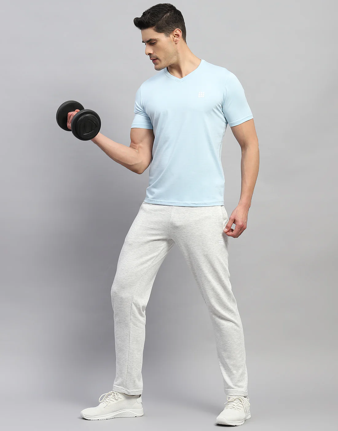 Rock.it Men Blue Solid V Neck Half Sleeve T-Shirt - Image 2