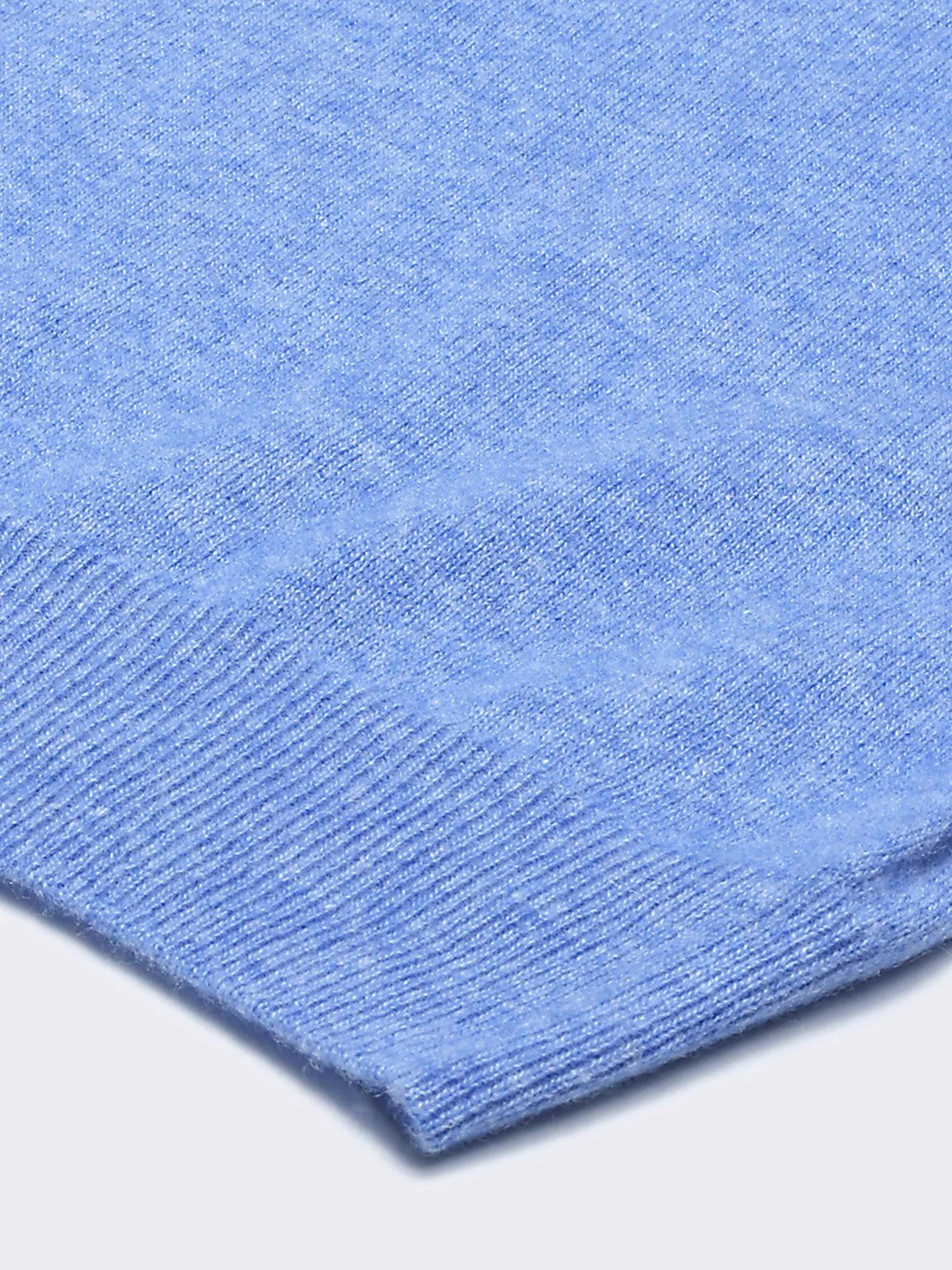 Men Blue Solid V Neck Sleeveless Sweater - Image 8