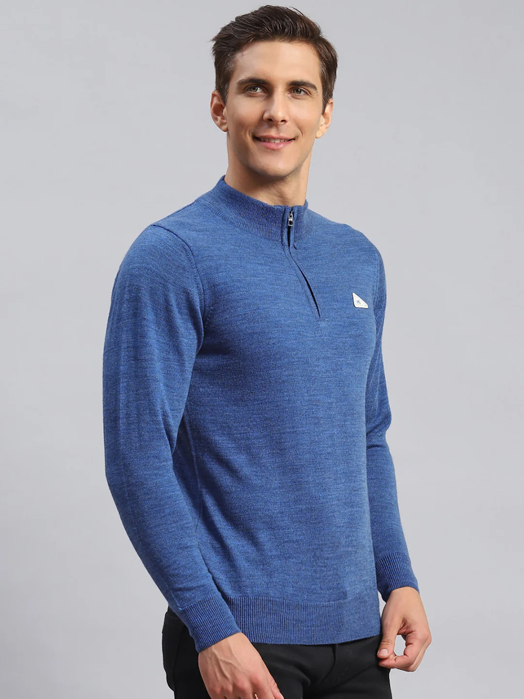 Men Blue Solid Wool blend Pullover - Image 3