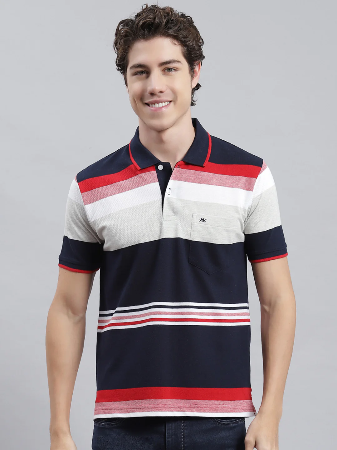 Men Blue Stripe T-Shirt - Image 2