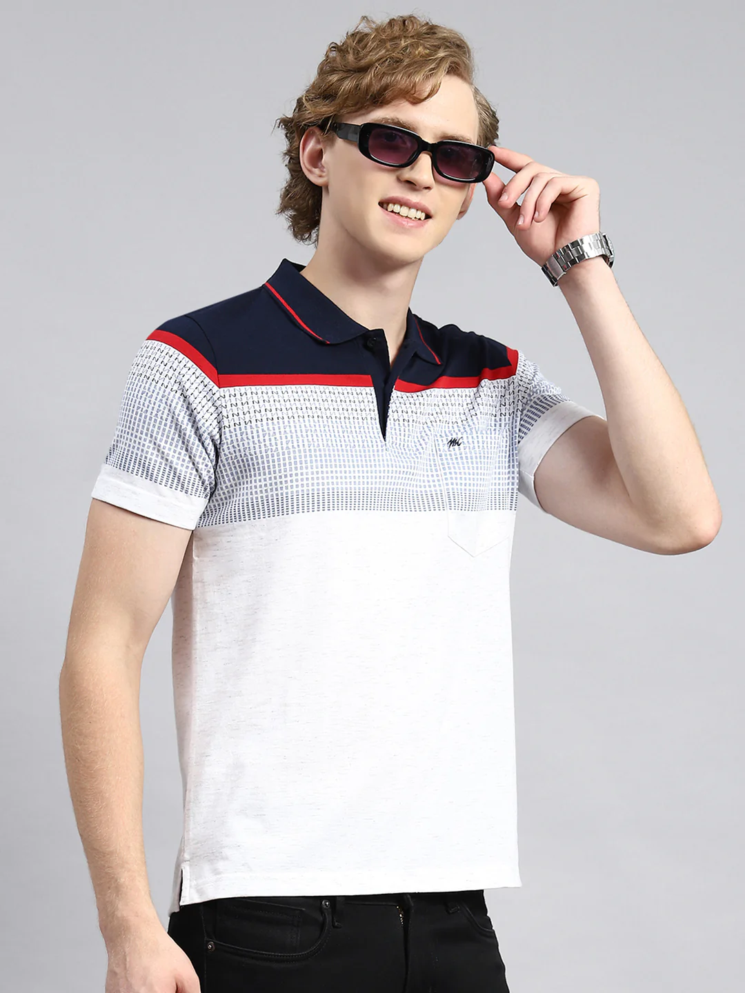 Men Blue Stripe T-Shirt - Image 3