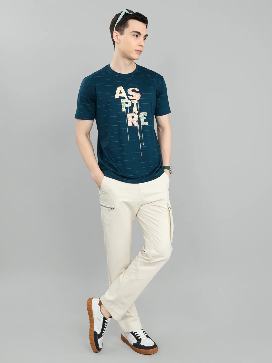 Men Blue Typography Print Round Neck Half Sleeve T-Shirt - Image 6
