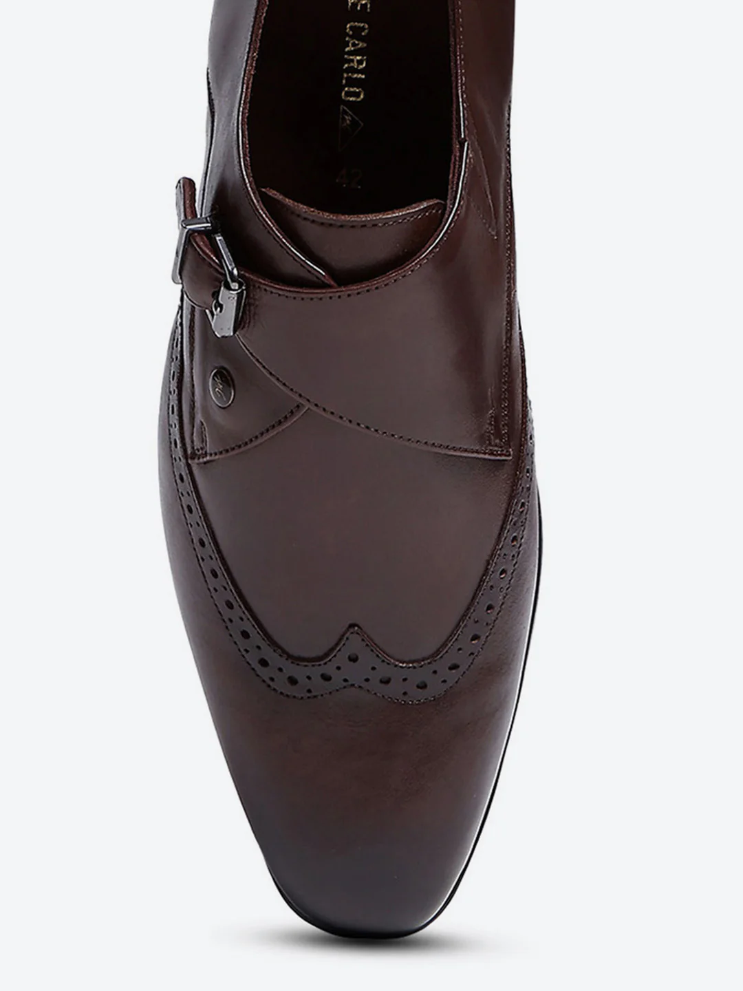 Men Brown Buckle Leather Formal Monks - Image 9