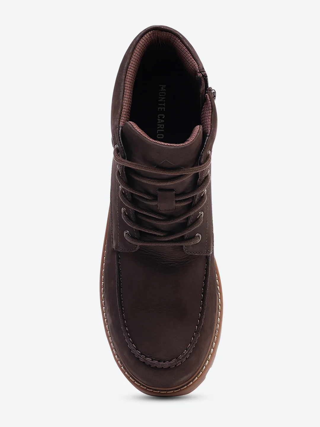 Men Brown Genuine Leather Lace Up Boots - Image 6
