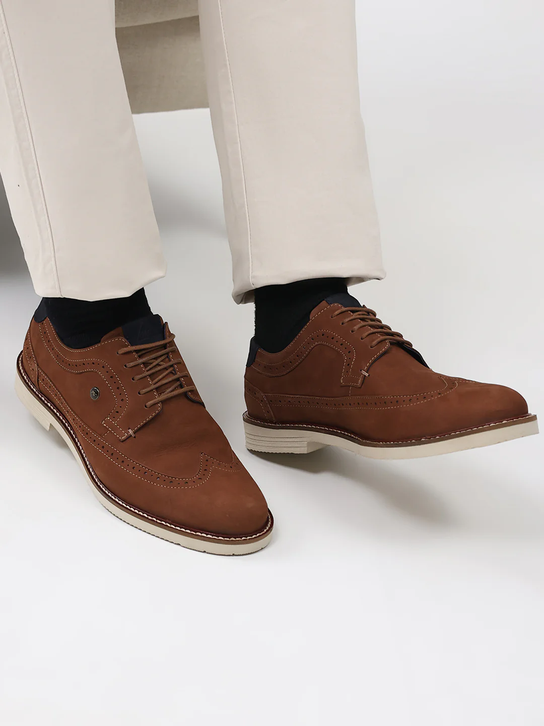 Men Brown Lace Up Genuine Leather Casual Brogues - Image 13