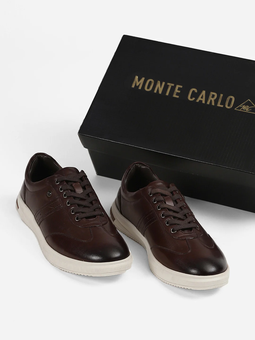 Men Brown Lace-Up Genuine Leather Casual Sneaker - Image 4