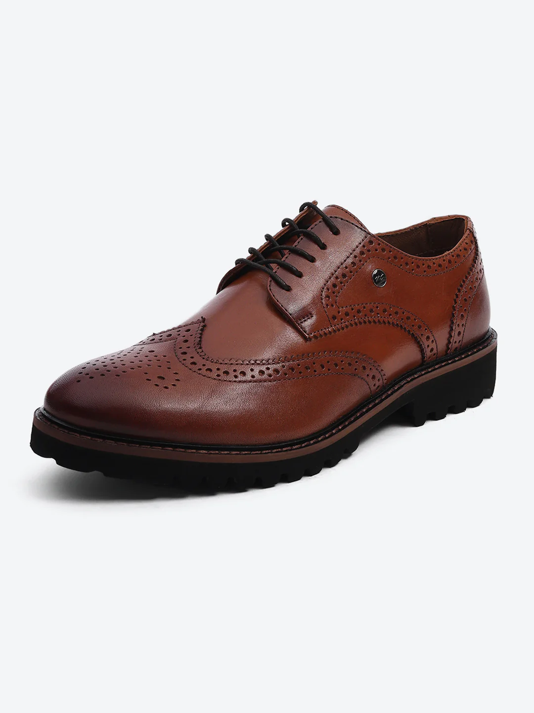 Men Brown Lace Up Genuine Leather Formal Brogues - Image 3