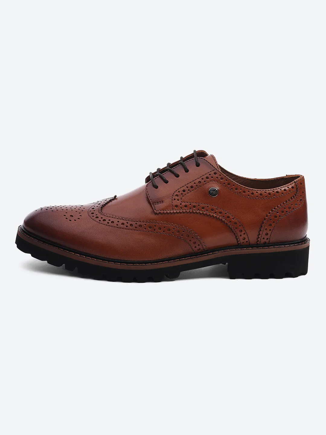 Men Brown Lace Up Genuine Leather Formal Brogues - Image 4