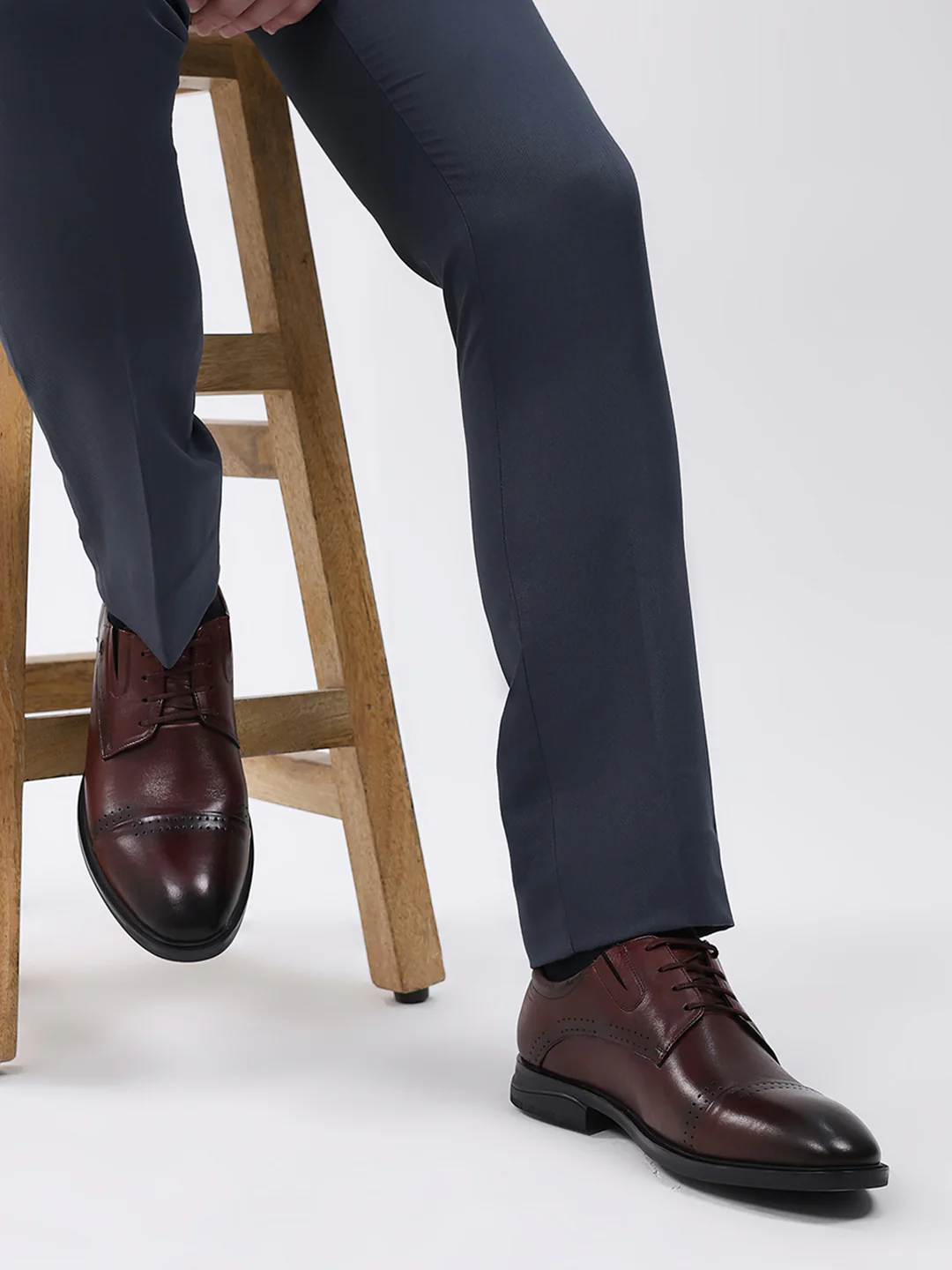 Men Brown Lace Up Genuine Leather Formal Derbys - Image 10