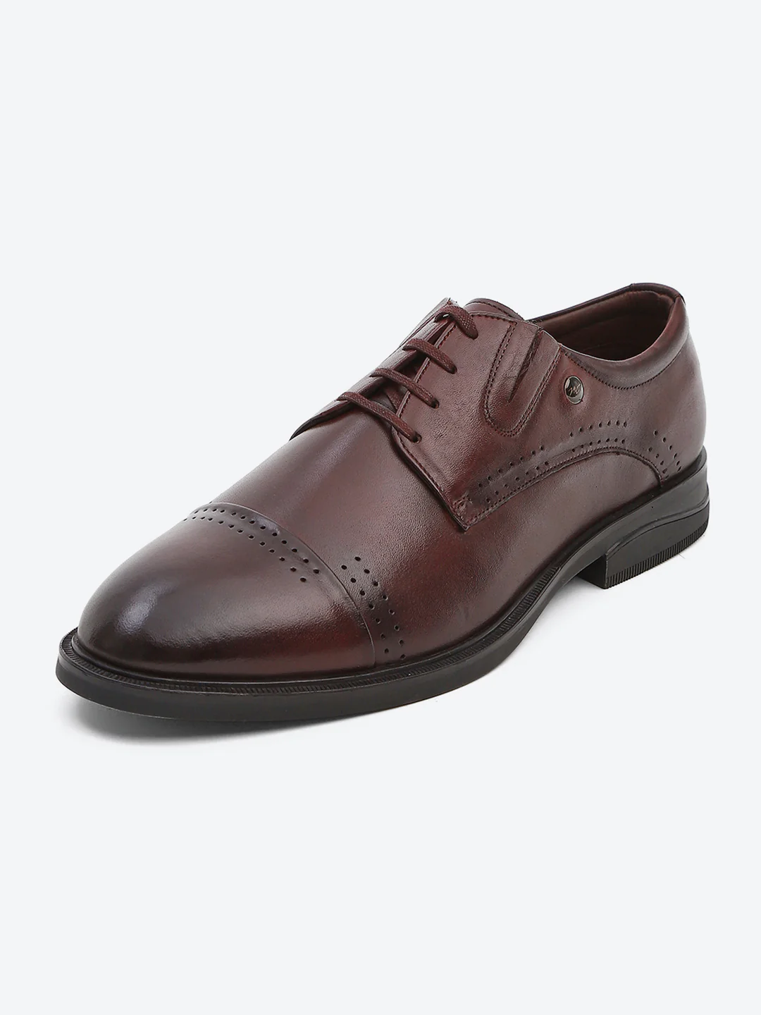 Men Brown Lace Up Genuine Leather Formal Derbys - Image 3