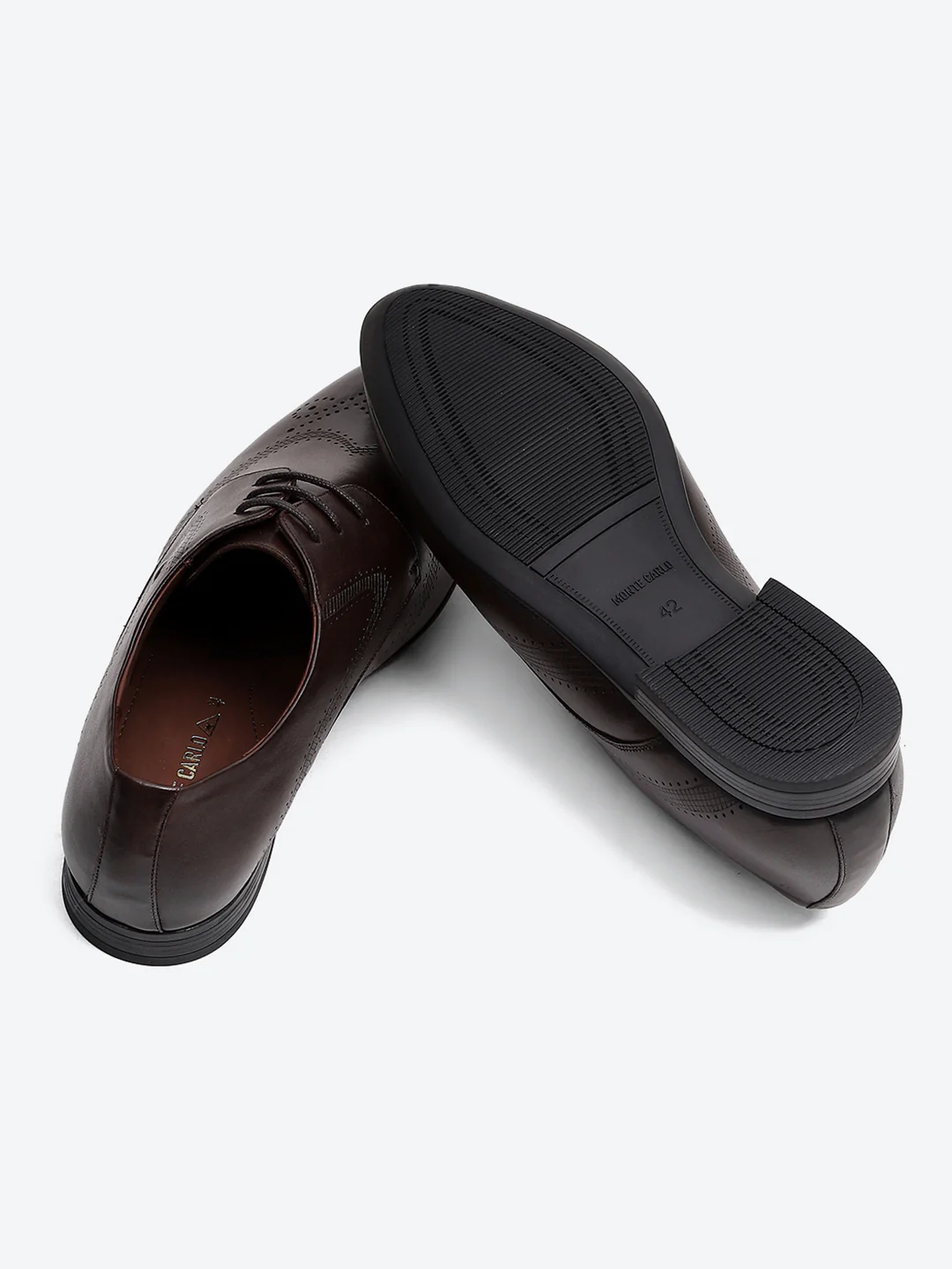Men Brown Lace Up Leather Formal Derby - Image 8