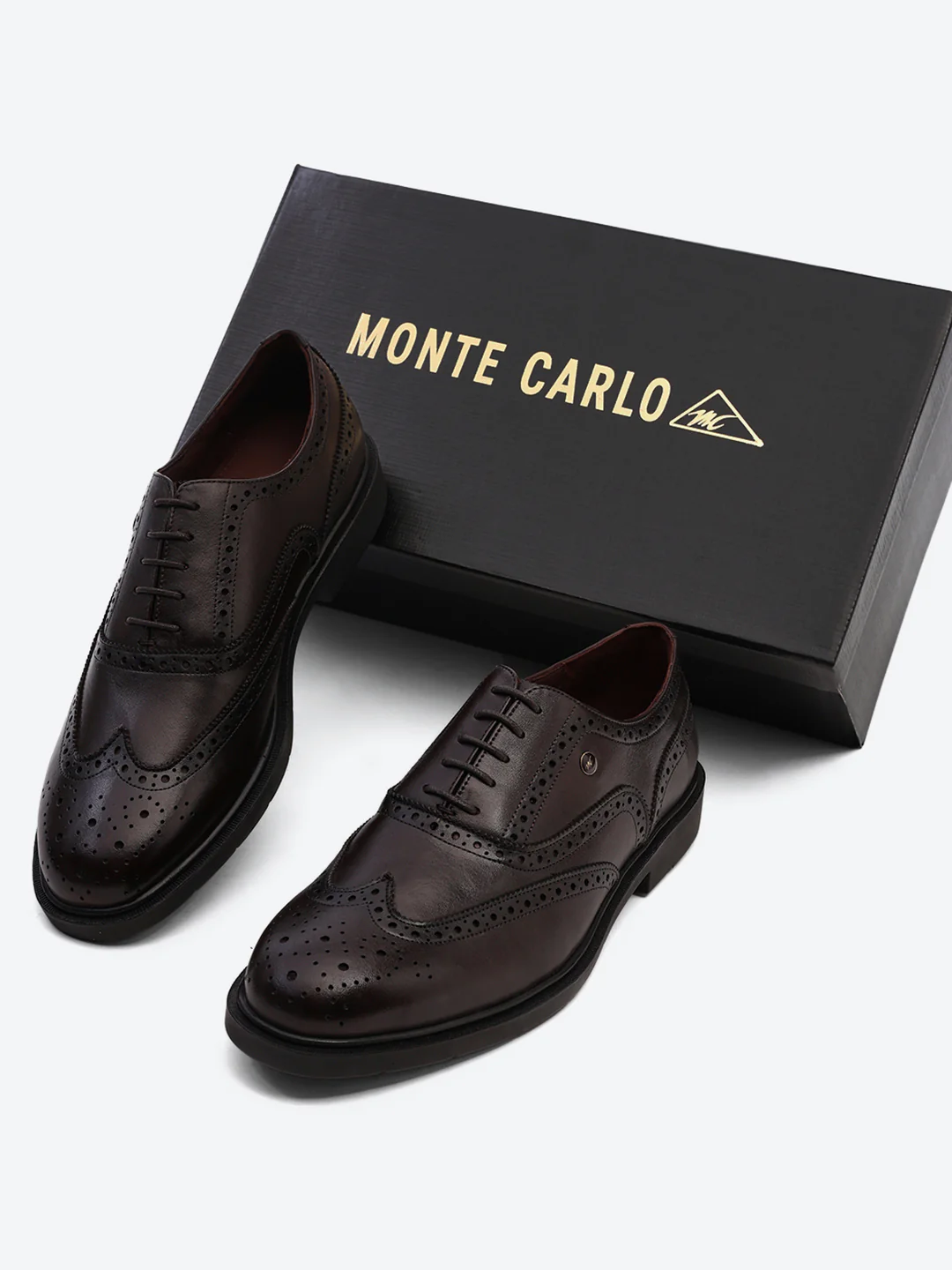 Men Brown Lace Up Leather Formal Oxfords - Image 2