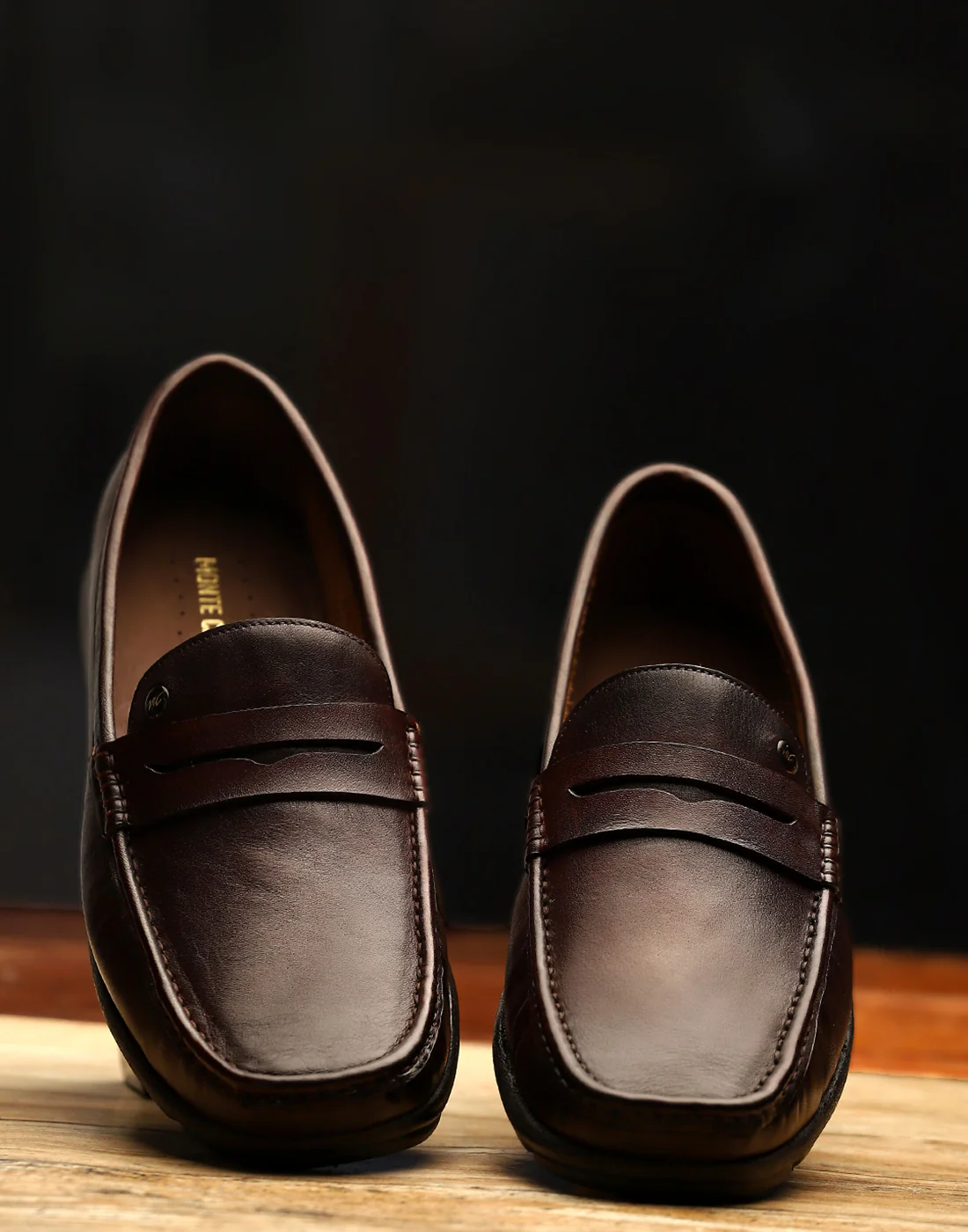 Men Brown Slip on Genuine Leather Penny Loafers - Image 9