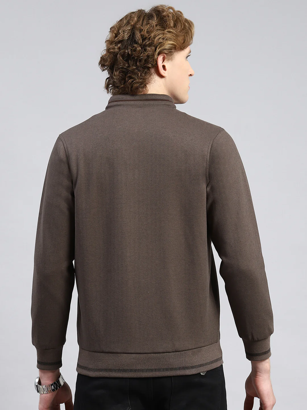 Men Brown Plain Jacket - Image 5