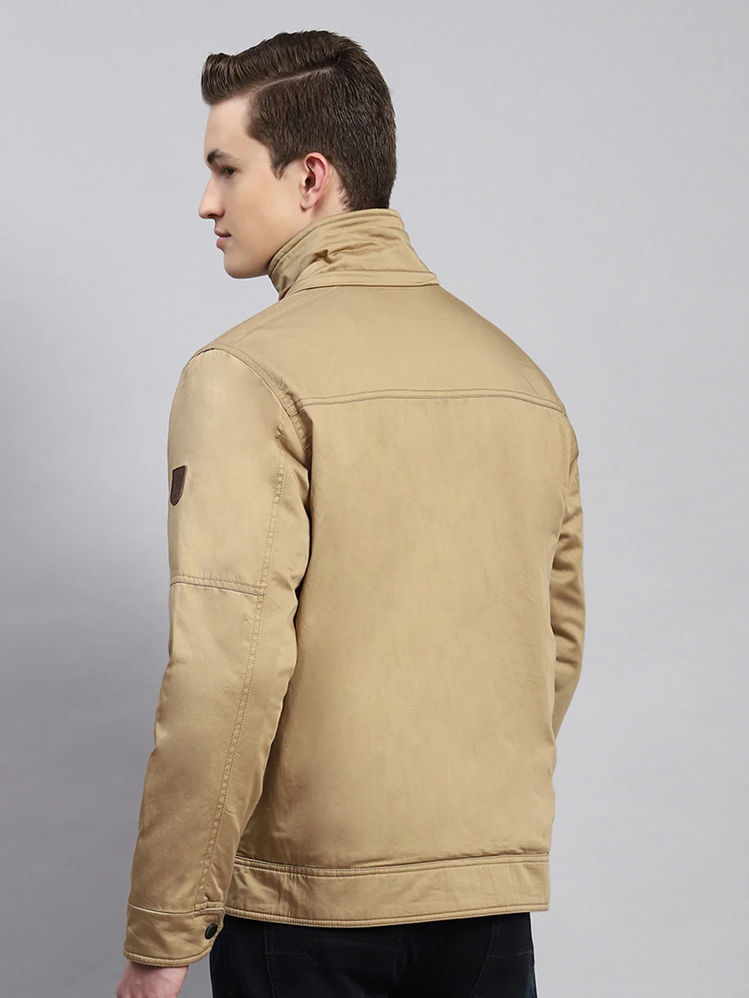 Men Brown Plain Jacket - Image 5