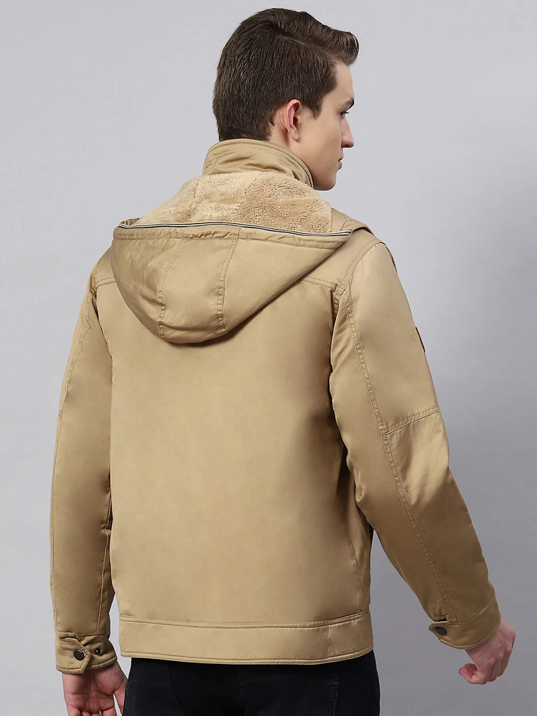 Men Brown Plain Jacket - Image 6