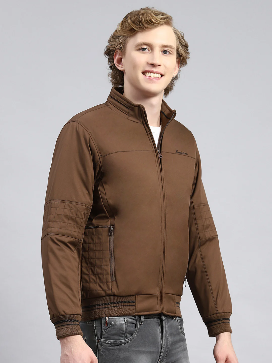 Men Brown Plain Jacket - Image 3