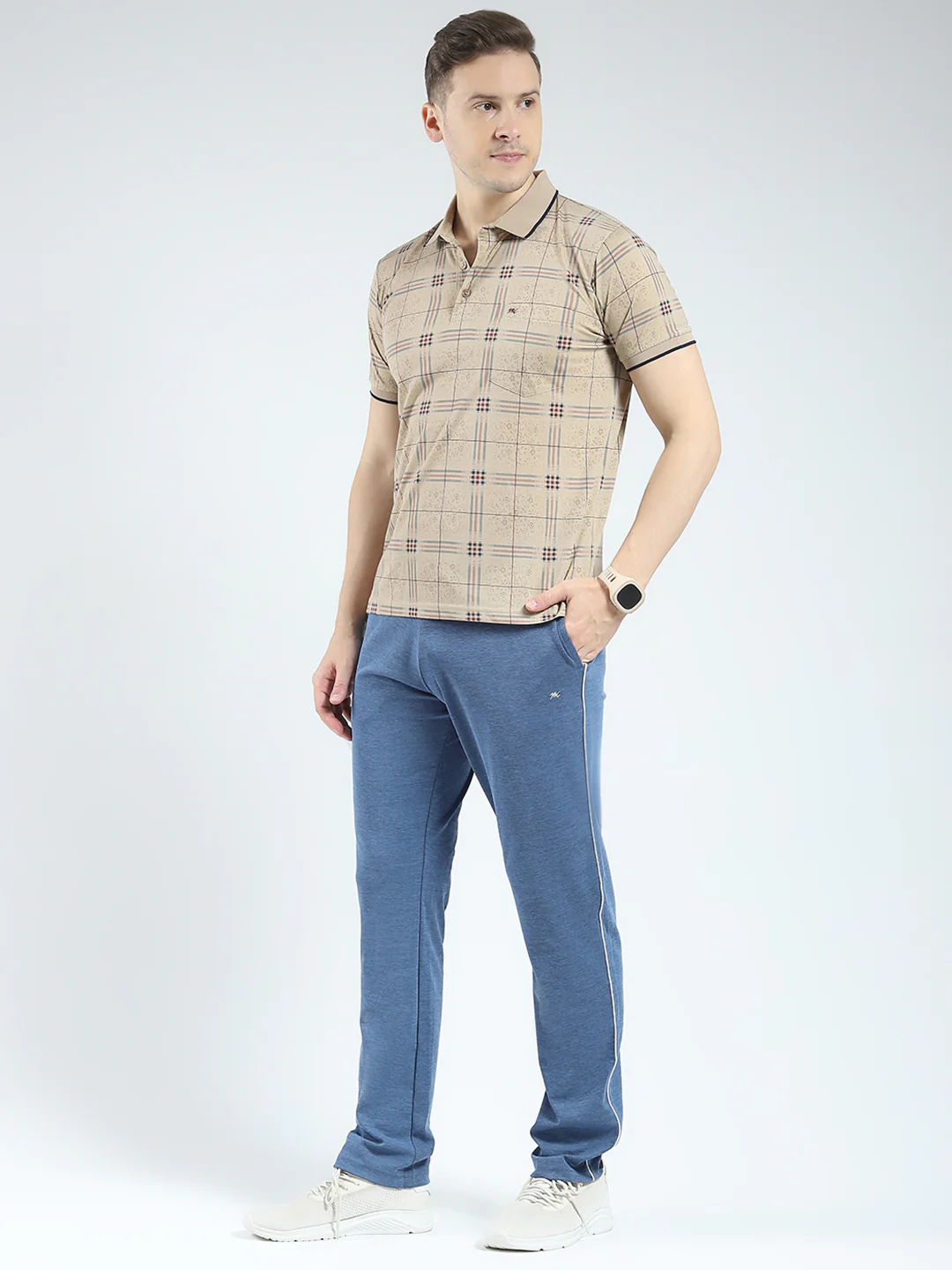 Men Brown Printed Collar Half Sleeve Lower Set - Image 3