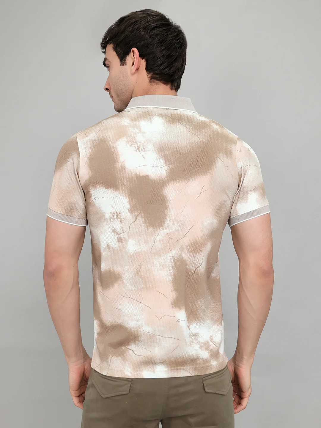 Men Brown Printed Collar Half Sleeve T-Shirt - Image 5