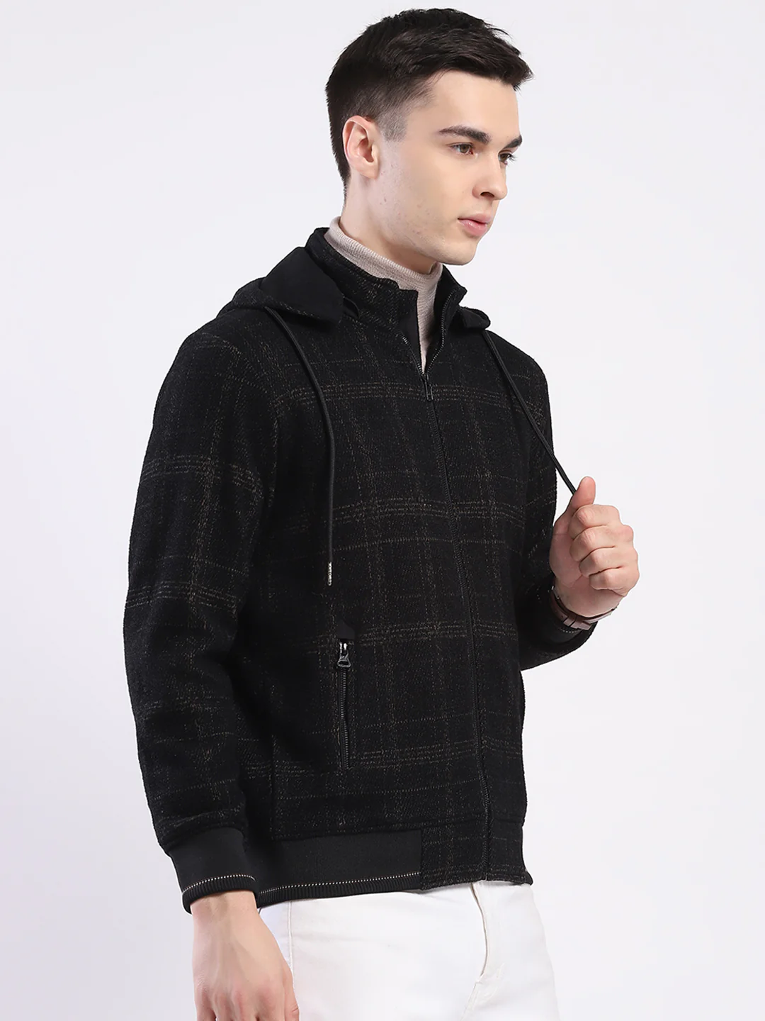 Men Brown Printed Hooded Full Sleeve Sweatshirt - Image 4