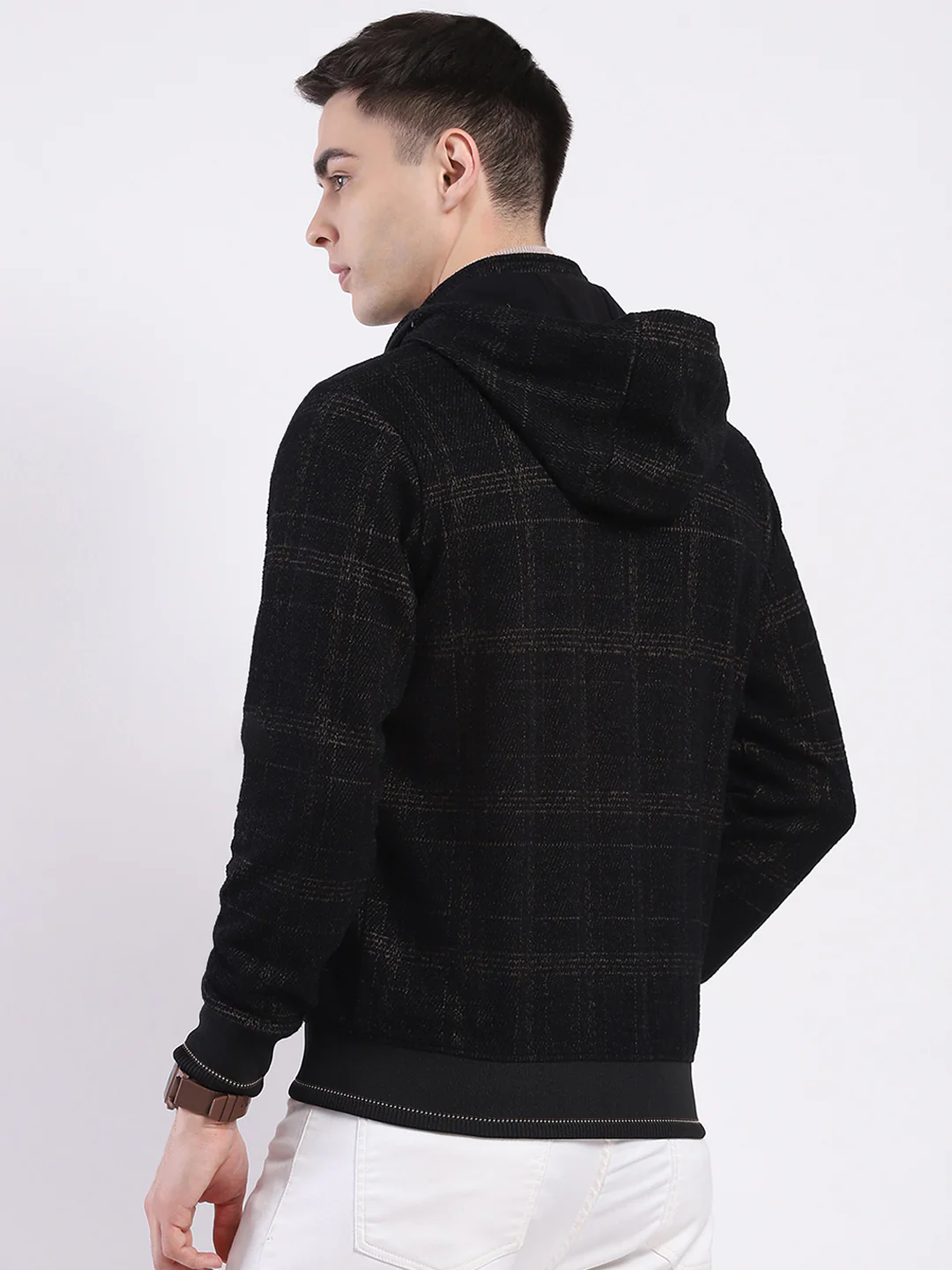 Men Brown Printed Hooded Full Sleeve Sweatshirt - Image 5