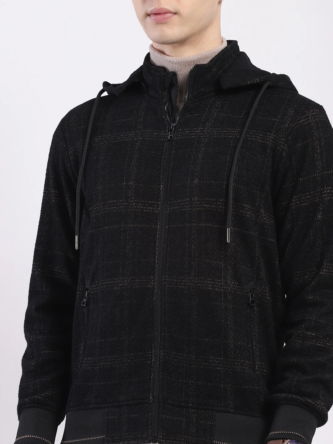 Men Brown Printed Hooded Full Sleeve Sweatshirt - Image 7