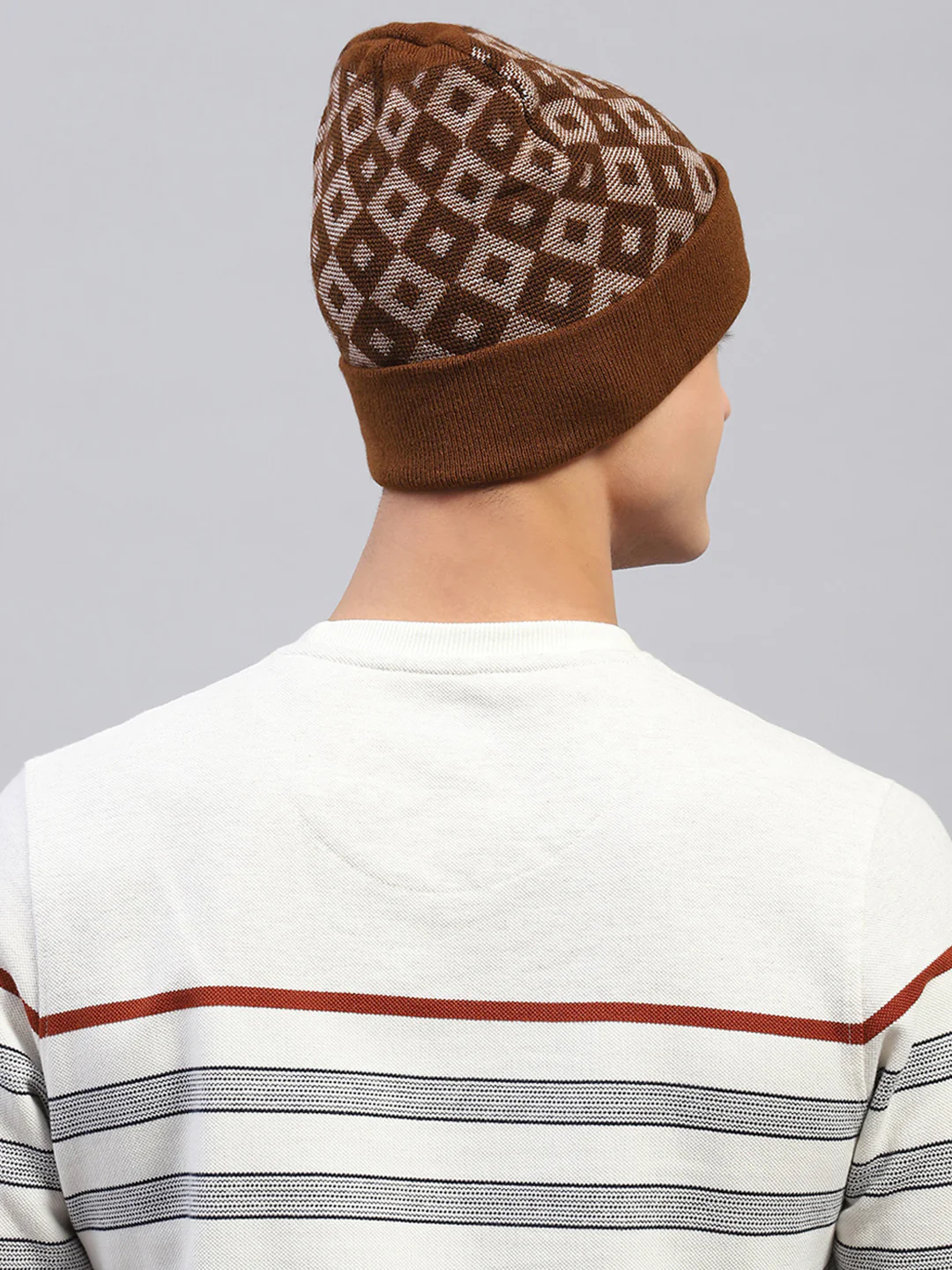 Men Brown Self Design Cap - Image 4
