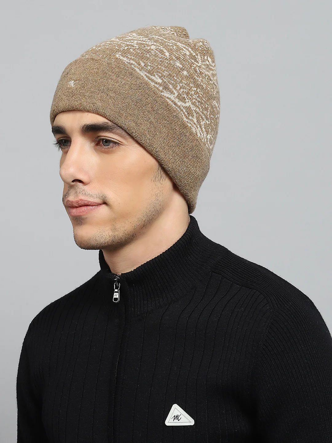 Men Brown Self Design Cap - Image 3