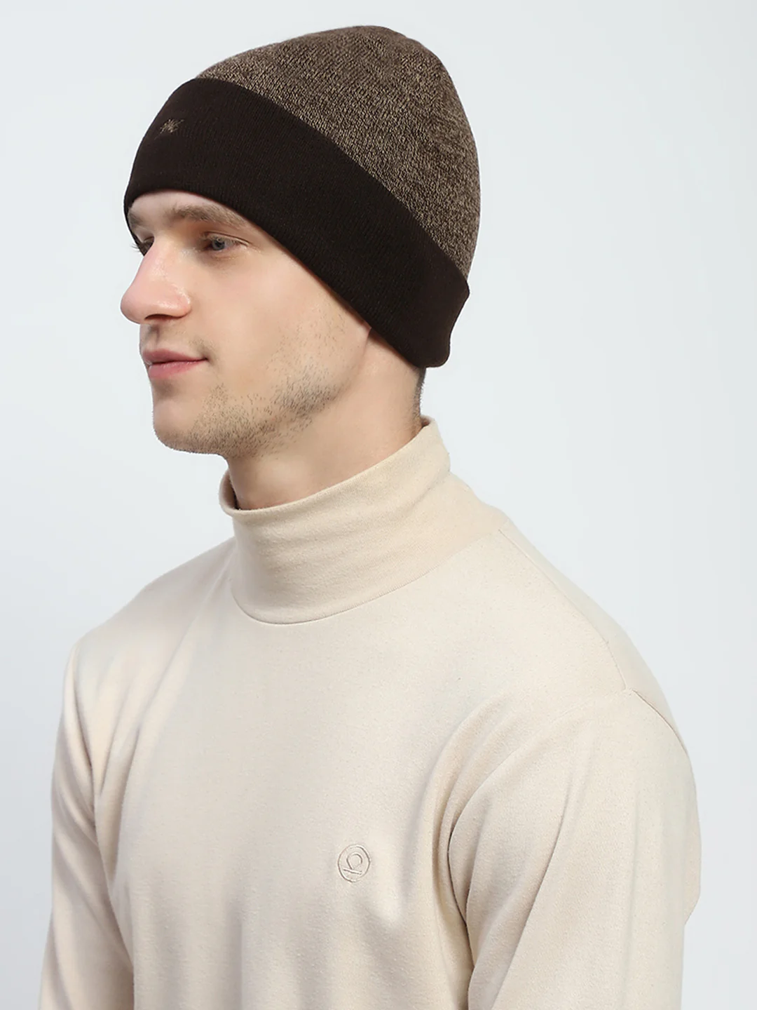 Men Brown Self Design Cap - Image 3