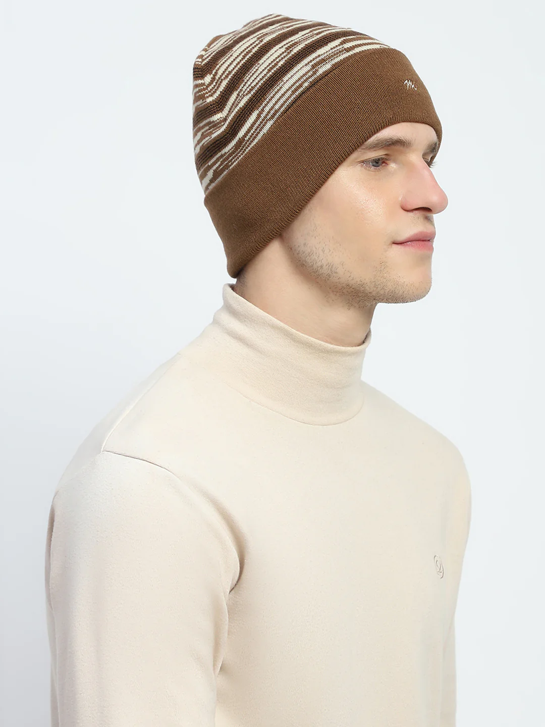Men Brown Self Design Cap - Image 4