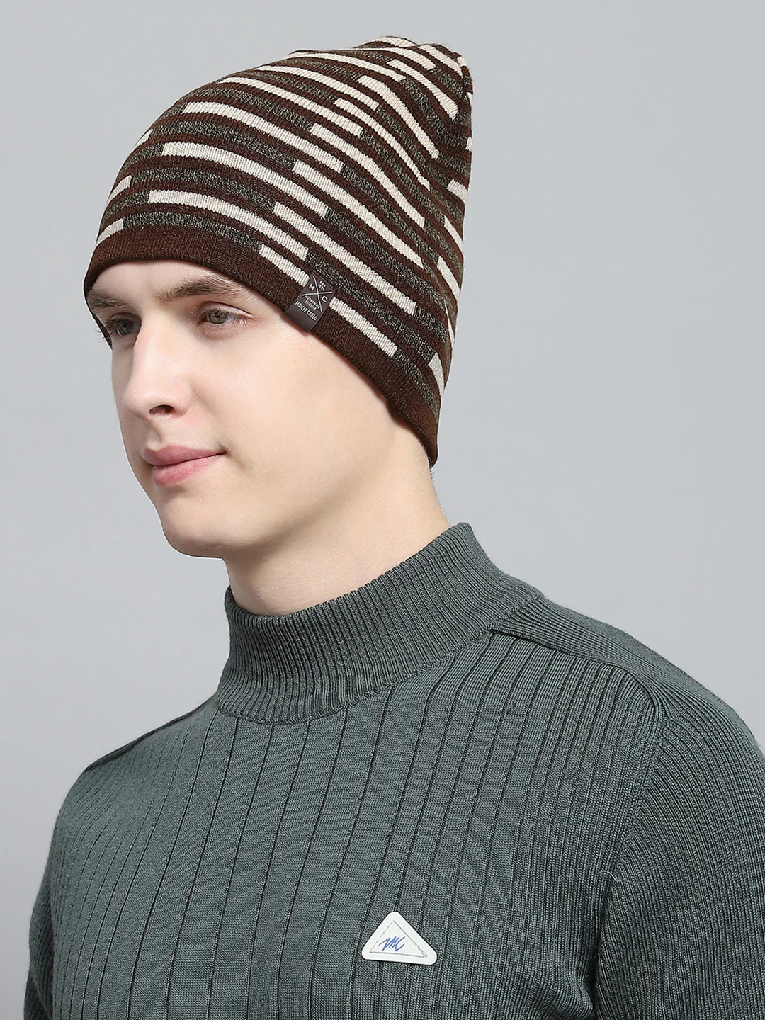 Men Brown Self Design Cap - Image 3