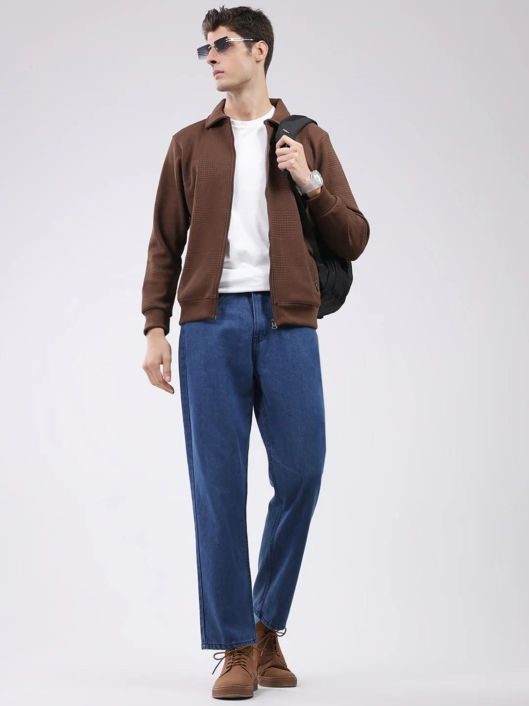 Men Brown Ultra-Warm Self-Design Sweatshirt (Anti-Pilling Fabric) - Image 2