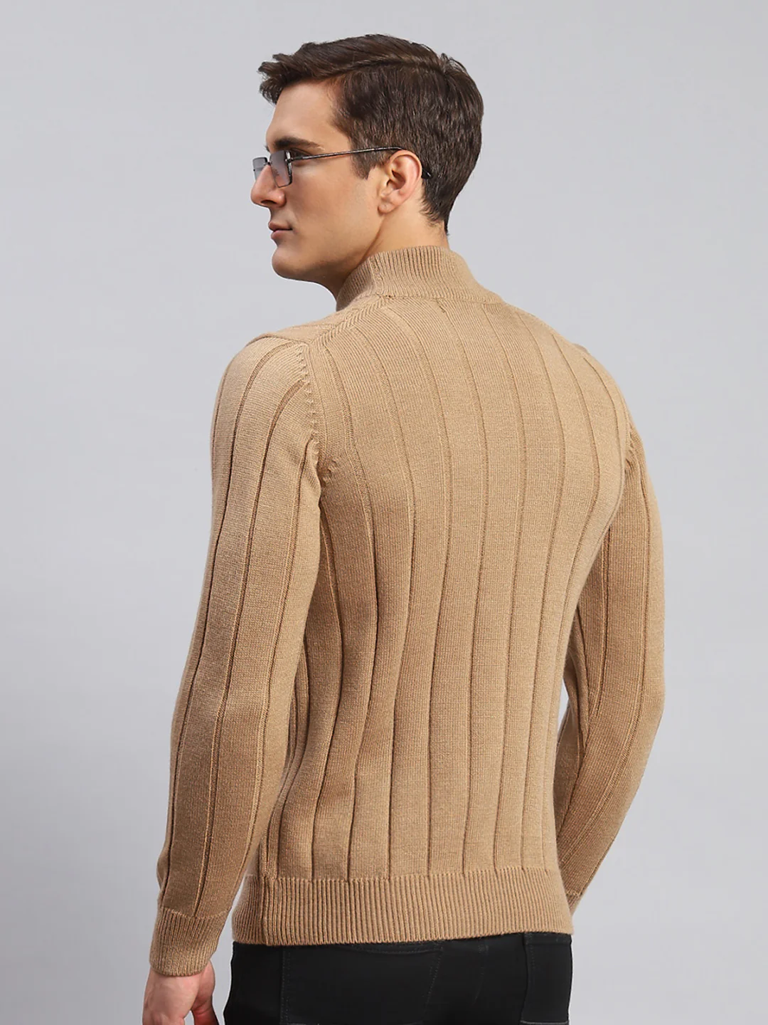 Men Brown Self Design Wool blend Pullover - Image 5