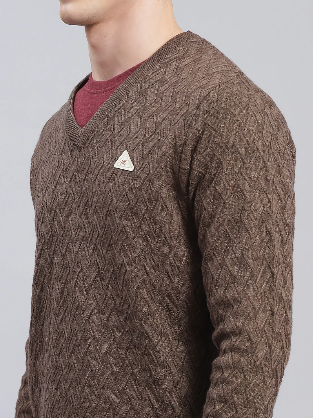 Men Brown Self Design Wool blend Pullover - Image 6