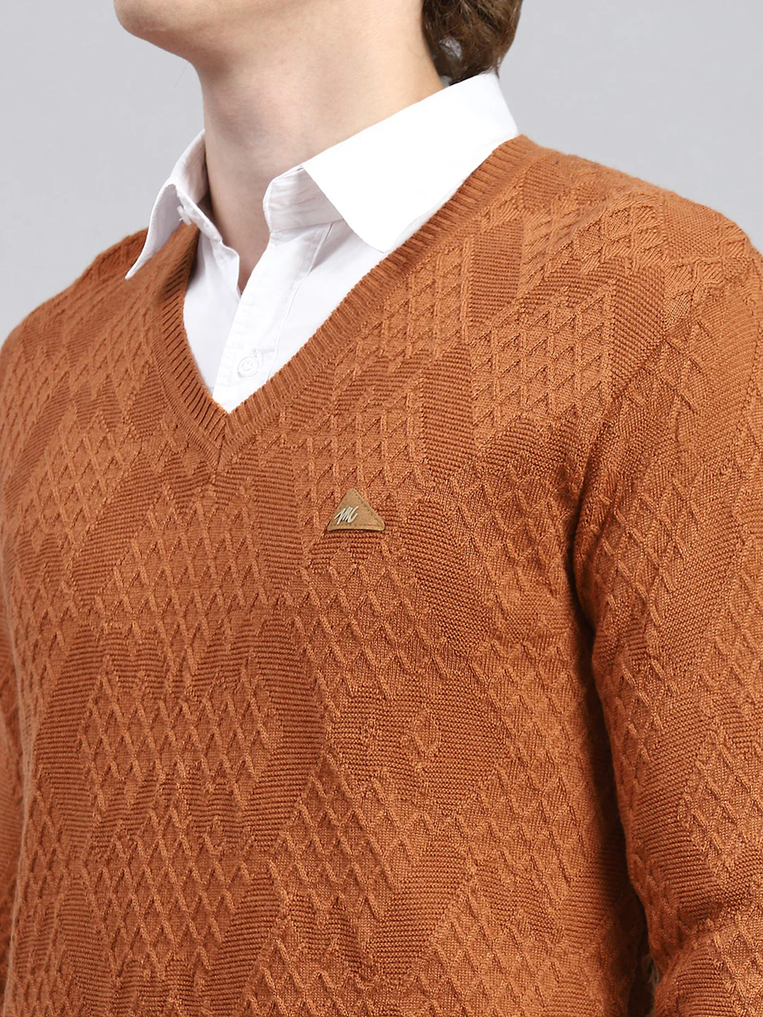 Men Brown Self Pullover - Image 6