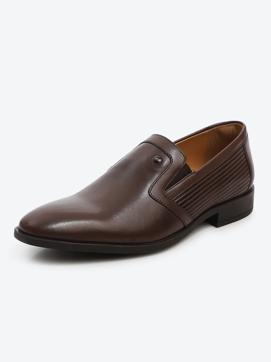 Men Brown Slip on Genuine Leather Formal Shoes - Image 3