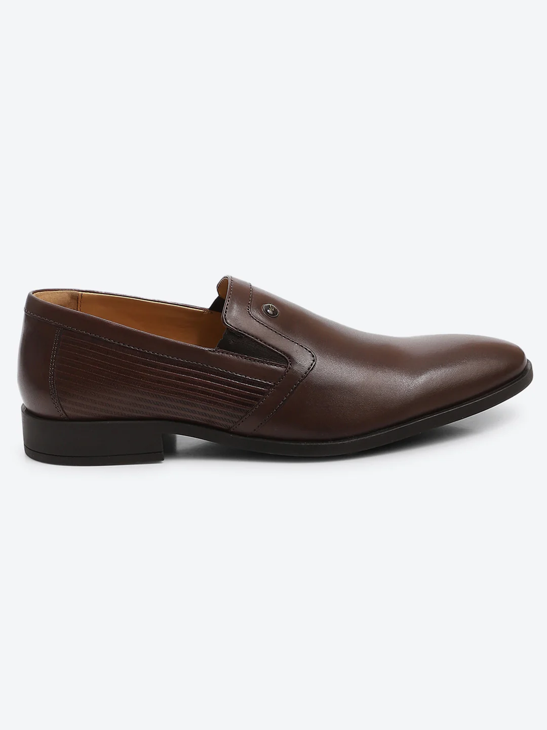 Men Brown Slip on Genuine Leather Formal Shoes - Image 5