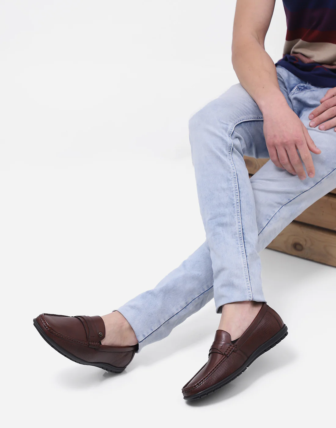Men Brown Slip on Genuine Leather Loafers - Image 10