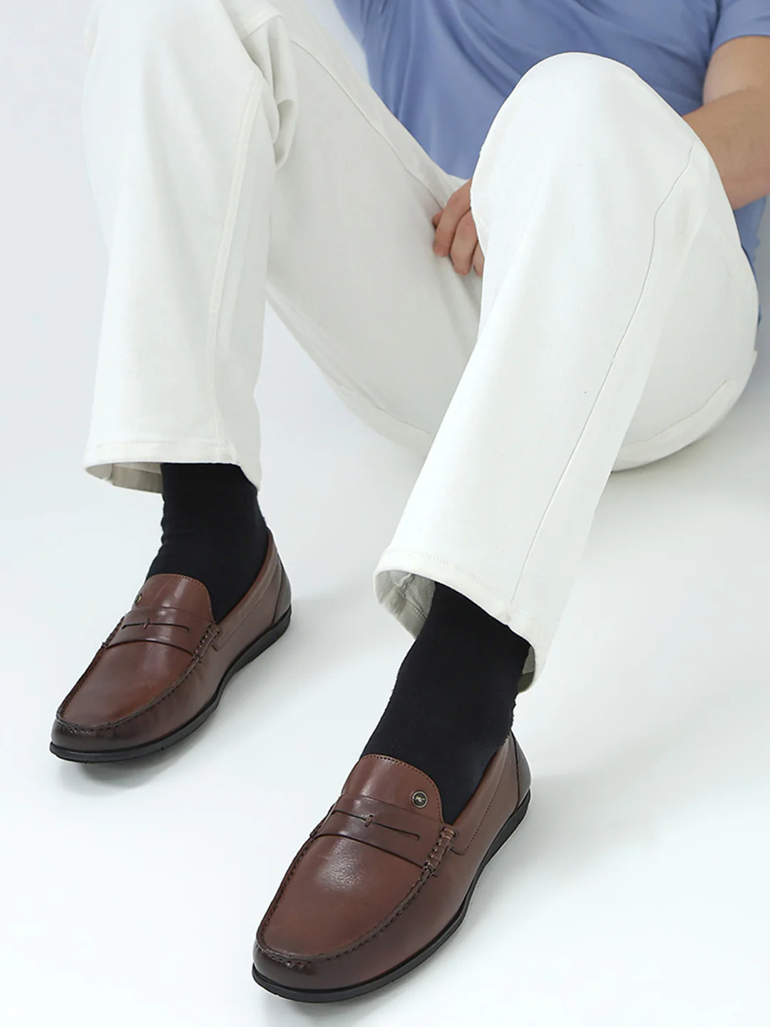 Men Brown Slip on Genuine Leather Loafers - Image 10